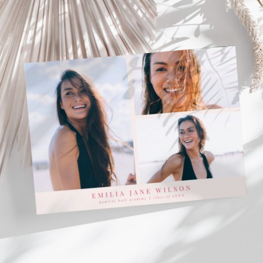 Minimal Multi Photo Afstuderen Pink aangekondigd Kaart