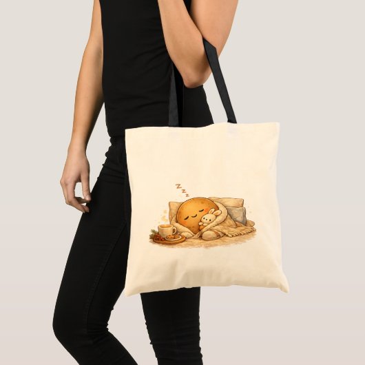 Minimal Napping Potato Soft Brown Line Art Tote Bag (Voorkant (product))