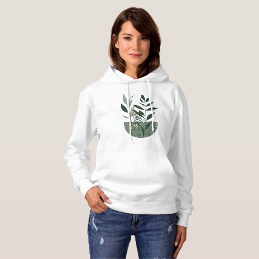 Minimal Nature Leaves Sweat à capuche pour femmes (Devant entier)