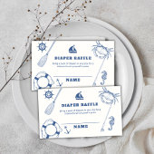 Minimal Nautical Vissen Luier Raffle Baby shower Informatiekaartje