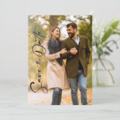 Minimal Navy Photo Wedding Save The Date Card (Debout devant)