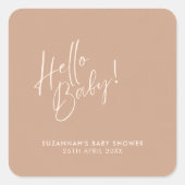 Minimal Neutral Modern Baby Shower Vierkante Sticker (Voorkant)