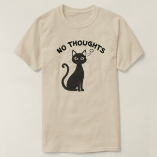 Minimal No Thoughts Cat Blank Expression Illustrat T-shirt