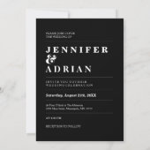 Minimal Noir Moderne Simple Mariage Invitations (Dos)