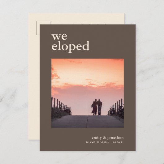 Minimal Nous Eloped Faire-part photo Crème Brown (Devant / Derrière)