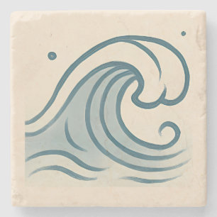 Minimal Ocean Wave Art Tegel Stenen Onderzetter