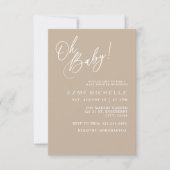 Minimal Oh Baby, invitation baby shower neutre (Devant)