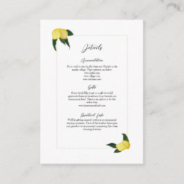 Minimal Oil Painted Lemons Enclosure Card Informatiekaartje