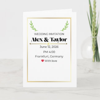 Minimal Olive Branch Wedding Invitation | Elegant  Kaart