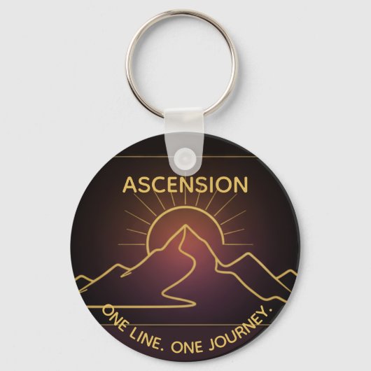 Minimal One-Stroke Mountain Ridge | Sunrise Line Sleutelhanger (Voorkant)