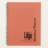 Minimal Orange Black Logo Motto Fitness Workout Planner (Voorkant)