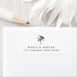 Minimal Palm Tree Tropical Beach Return Address Etiket