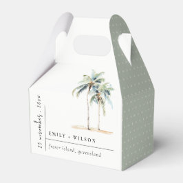 Minimal Palm Trees Waterverf Tropical Wedding Bedankdoosjes