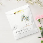 Minimal Palm Trees Waterverf Tropical Wedding Bedankzakje (Gezegeld)
