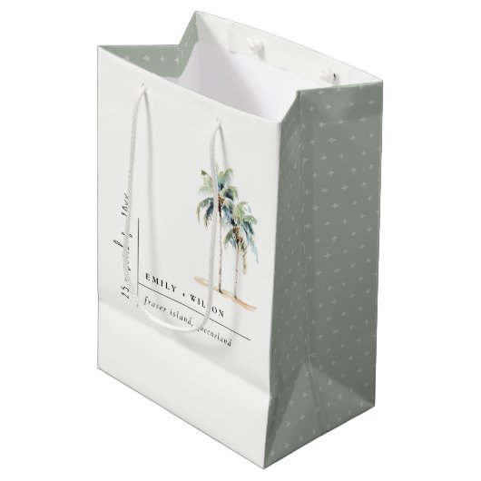 Minimal Palm Trees Waterverf Tropical Wedding Medium Cadeauzakje (Voorkant Gekanteld)