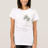 Minimal Palm Trees Waterverf Tropical Wedding T-shirt (Voorkant)