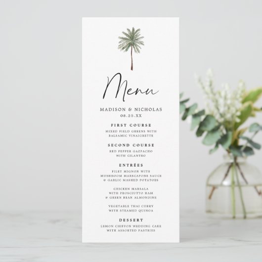 Minimal Palm Wedding Menu (Debout devant)