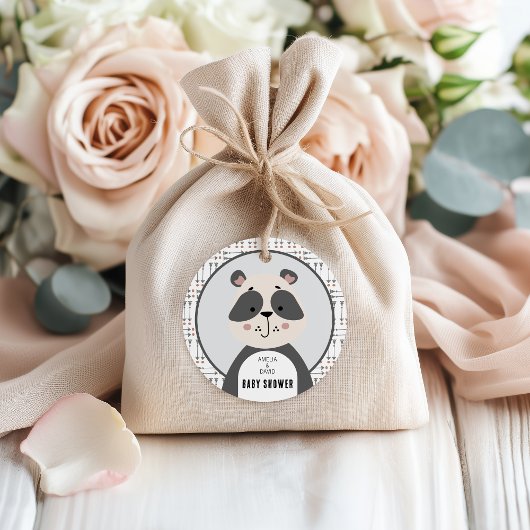 Minimal Panda Arrow Neutral Baby Shower Bedankjes Labels