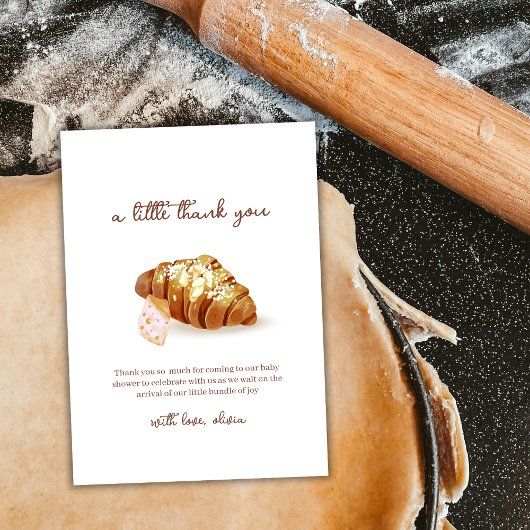 Minimal Paris Bakery Pastry Croissant Baby shower Bedankkaart