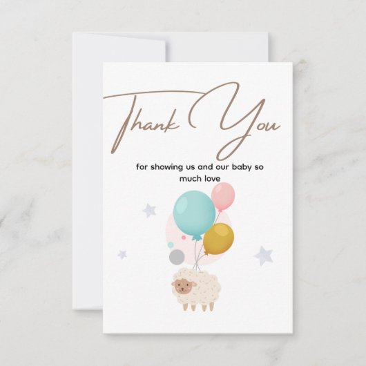 Minimal Pastel Baby shower | Schattige en modern d Bedankkaart (Voorkant)