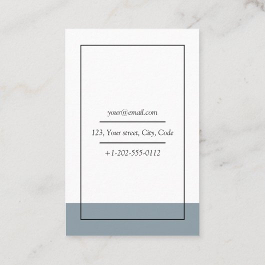 Minimal Pastel Blue Border modern en eenvoudig Visitekaartje (Achterkant)