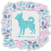 Minimal Pastel blue chihuahua Silhouette sticker (Devant)