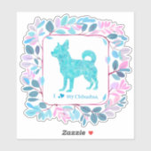 Minimal Pastel blue chihuahua Silhouette sticker (Feuille)