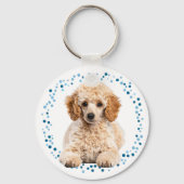 Minimal Pastel Blue Poodle | Custom Name & Photo Sleutelhanger (Achterkant)