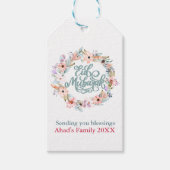 Minimal Pastel Floral Eid Mubarak gepersonaliseerd Cadeaulabel (Voorkant)