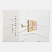 Minimal Pastel Kleurrijke Waterverf Cake Bakkerij Theedoek (Horizontaal)