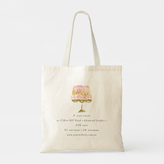 Minimal Pastel Kleurrijke Waterverf Cake Bakkerij Tote Bag (Achterkant)