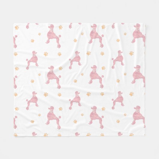 Minimal Pastel Pink Poodle Silhouette Blanket Fleece Deken (Voorkant (Horizontaal))