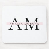 Minimal Pastel Roze Initiaal & Naam Gepersonalisee Muismat (Voorkant)