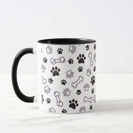 Minimal Paw & Bones Pattern Mug (Gauche)