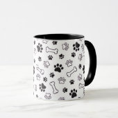 Minimal Paw & Bones Pattern Mug (Devant droit)