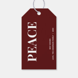 Minimal PEACE | Deep Red Holiday Cadeaulabel