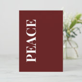 Minimal PEACE | Deep Red Holiday Greeting Card Feestdagenkaart (Staand voorkant)