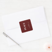 Minimal PEACE | Deep Red Holiday Vierkante Sticker (Envelop)