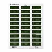 Minimal PEACE | Forest Green Holiday Address Label (Full Sheet)