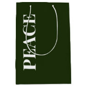 Minimal PEACE | Forest Green Holiday Medium Cadeauzakje (Voorkant)