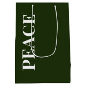 Minimal PEACE | Forest Green Holiday Medium Cadeauzakje (Achterkant)