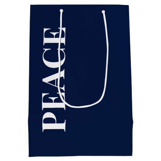 Minimal PEACE | Navy Blue Holiday Medium Cadeauzakje (Achterkant)