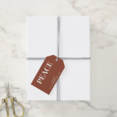 Minimal PEACE | Terracotta Holiday Cadeaulabel (Met Touw)
