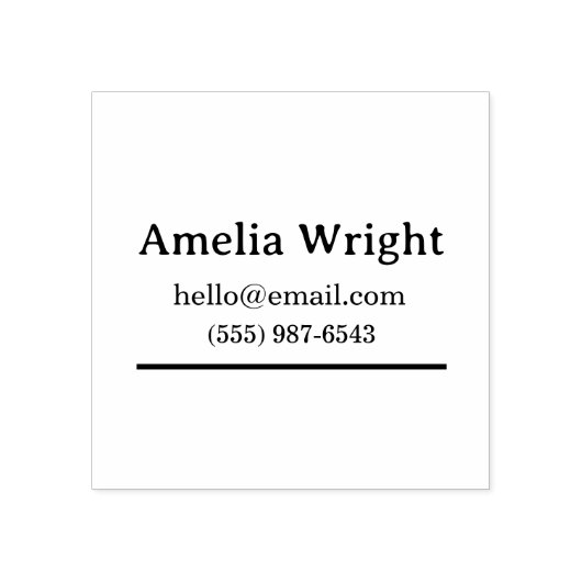 Minimal Personal Address Stamp Name, Email & Phone Rubberstempel (Afrduk)