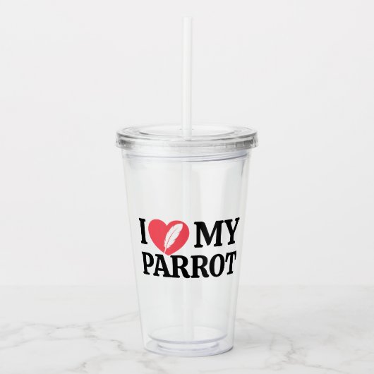 Minimal Personalized Parrot Lover Quote Typography Acryl Drinkbeker (Voorkant)