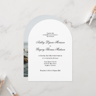 Minimal Photo Arch Shaped Wedding Invitation Kaart