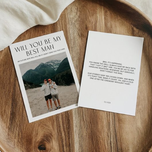 Minimal Photo Best Man Proposal Kaart