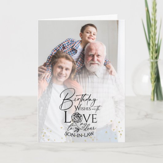 Minimal Photo Birthday Keepsake Son-in-law Kaart (Voorkant)