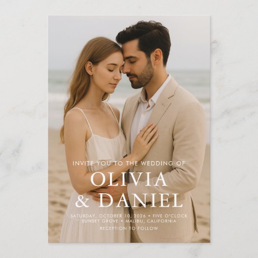 Minimal Photo Wedding Elegant Modern Kaart (Voorkant)