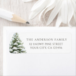 Minimal Pine Tree Christmas Address Etiket